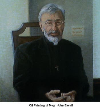 Oil painting of elderly man seated indoors.