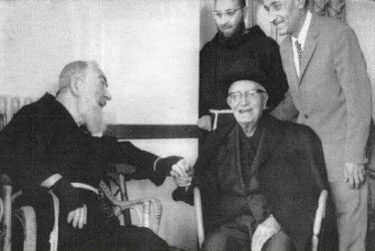 Padre Pio and his life-long friend, Dr. Andrea Cardone at the time of their last visit.