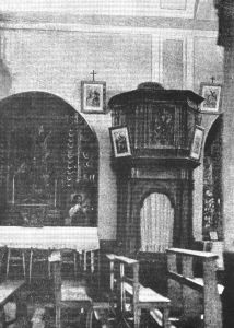 A photo of the confessional used by Padre Pio in the early days.