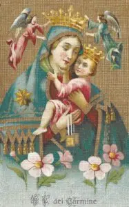 A painting of the virgin mary holding jesus.