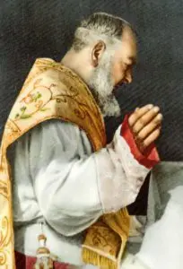 A painting of an old man praying.