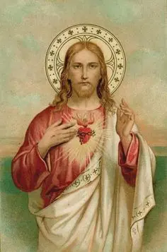 A painting of jesus christ holding the heart.