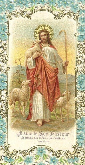 A painting of jesus holding the lamb.