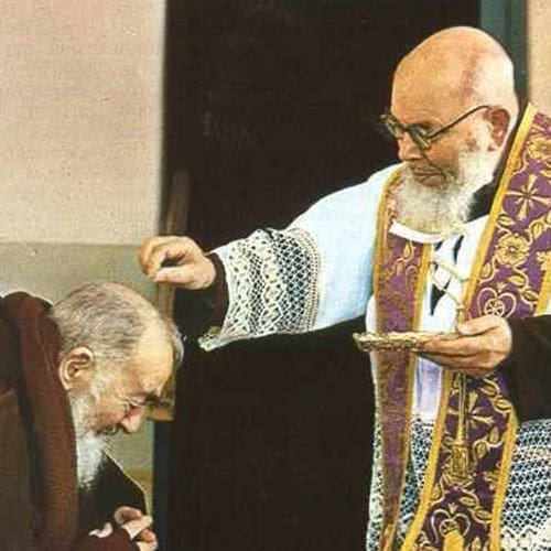 A priest is giving the ashes of an old man.