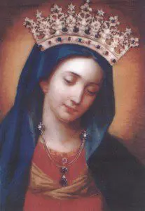 Painting of the Virgin Mary with a crown.