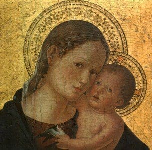 Madonna and Child painting with halo.