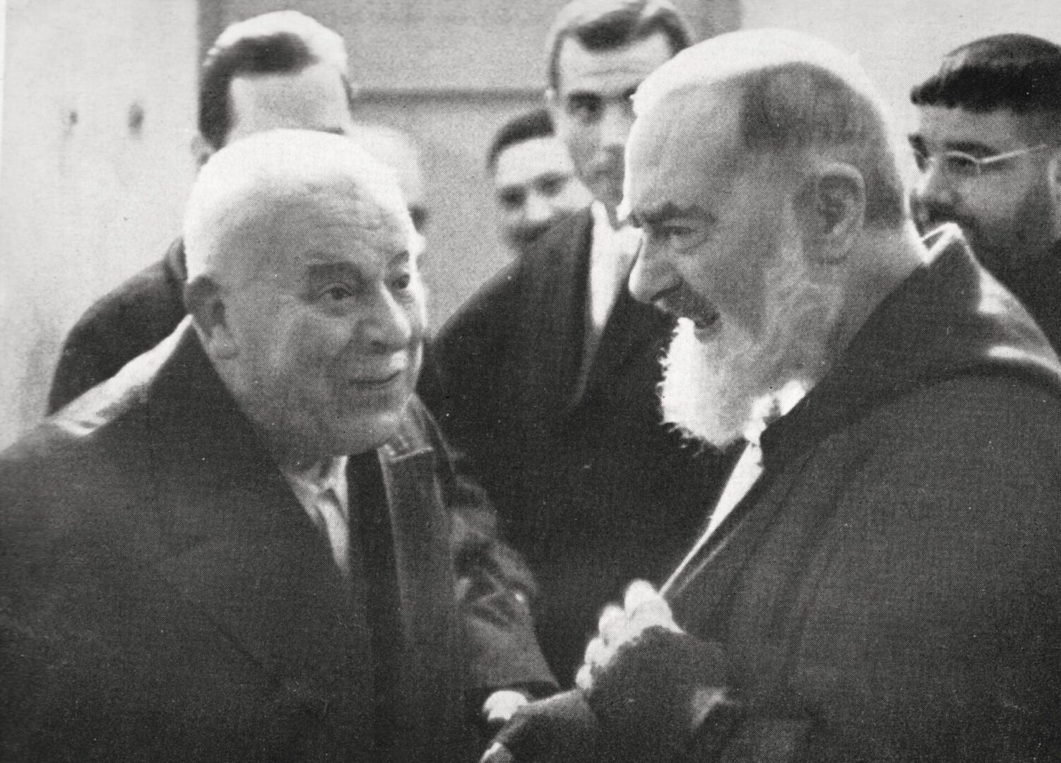 Dr. Carlo Kisvardy with Padre Pio who appointed him the financial manager of the new hospital.